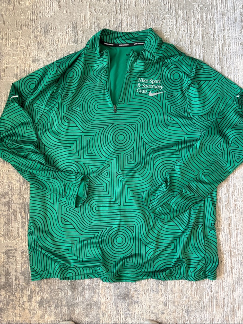 Nike Green Geometric Quarter-Zip Pullover